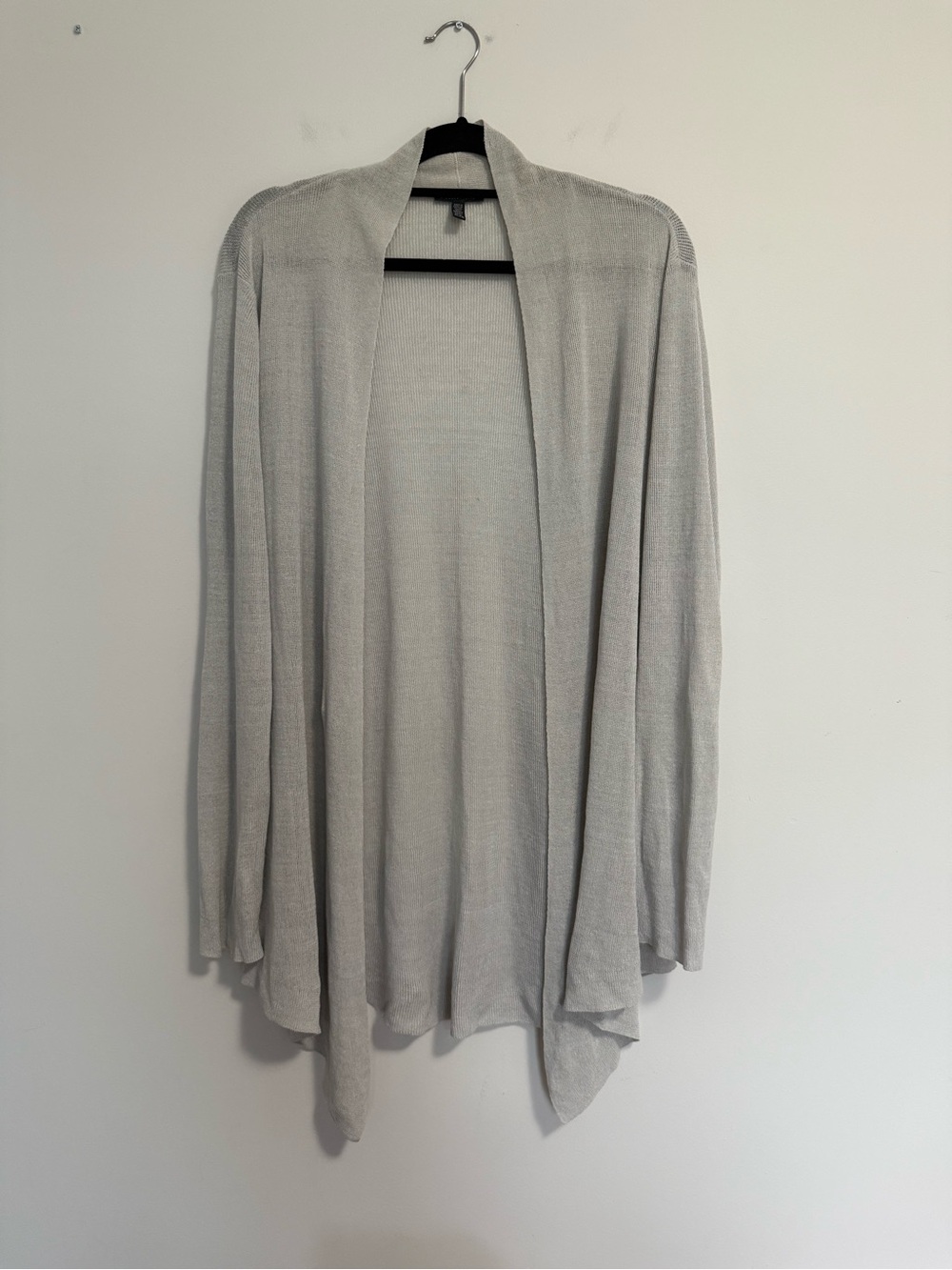 Eileen Fisher Lightweight Linen Open Front Cardigan Gray XL